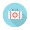 First aid medical kit flat icon with long shadow vector illustration Royalty Free Stock Photo