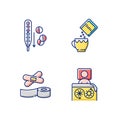 First aid medication RGB color icons set