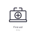 first aid outline icon. isolated line vector illustration from army collection. editable thin stroke first aid icon on white