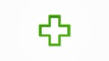 first aid, pharmacy, medical cross realistic icon. 3d line vector illustration. Top view