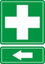 First aid post box point green sign Royalty Free Stock Photo