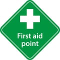 First aid post box point green sign Royalty Free Stock Photo