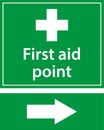 First aid post box point green sign Royalty Free Stock Photo
