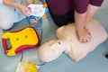 First aid resuscitation course using AED.