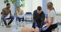 First aid resuscitation, CPR training, medicine, healthcare and medical concept. Royalty Free Stock Photo