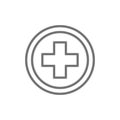 First aid sign, pharmacy, hospital line icon.