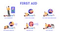 First aid steps in emergency situation. Heart massage or CPR Royalty Free Stock Photo