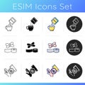 First aid supplies icons set