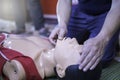 First aid training for breathing heart to cpr, technique to support Royalty Free Stock Photo