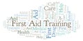 First Aid Training word cloud, made with text only.