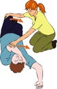 First aid - tumbling unconscious man