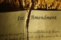 The First Amendment ripped in half and the US Constitution Royalty Free Stock Photo