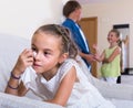 First amorousness: girl and couple of kids apart Royalty Free Stock Photo