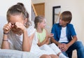First amorousness: girl and couple of kids apart Royalty Free Stock Photo