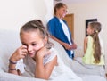 First amorousness: girl and couple of kids apart Royalty Free Stock Photo