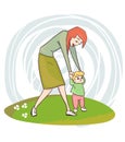 First baby steps mother vector illustration clip art