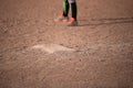 First base on baseball field. Royalty Free Stock Photo