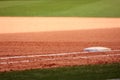 First Base Featured In Empty Baseball Field Royalty Free Stock Photo