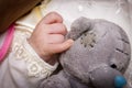 The first bear plushes in hand, baby Royalty Free Stock Photo