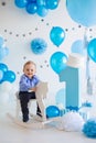 First birthday baby boy party Royalty Free Stock Photo