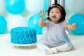 First birthday cake smashing Royalty Free Stock Photo