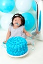 First birthday cake smashing Royalty Free Stock Photo