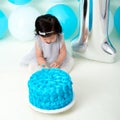 First birthday cake smashing Royalty Free Stock Photo