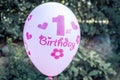 First birthday decoration with candys and baloon.