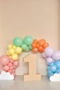 First birthday decorations baloons digit one interior