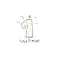 First birthday dino candle card design template. Royalty Free Stock Photo