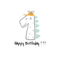 First birthday dino candle card design template. Royalty Free Stock Photo