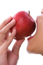 First bite of red apple Royalty Free Stock Photo