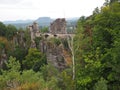 Bastei Bridge (BasteibrÃ¼cke), was built of wood over the deep clefts of the Mardertelle, Royalty Free Stock Photo