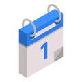 First calendar date icon, isometric style Royalty Free Stock Photo