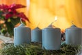 First candle burns - Advent wreath Royalty Free Stock Photo