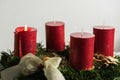 First candle burns - Advent wreath Royalty Free Stock Photo