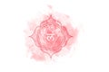 First chakra of Muladhara, root chakra logo template in watercolor style. Red sacral sign meditation, yoga round mandala icon