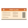 First class airplane boarding pass ticket allowing entry to flight Royalty Free Stock Photo