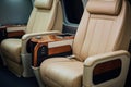 First class business luxury seats for vacations or corporate airplane travel AI generated