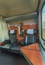 First class compartment in expres train in Czech republic Royalty Free Stock Photo