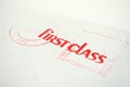 First class envelope close up Royalty Free Stock Photo