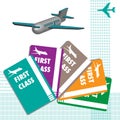 First class plane tickets Royalty Free Stock Photo