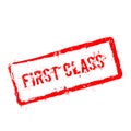 First Class red rubber stamp isolated on white. Royalty Free Stock Photo