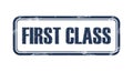 First class. Square grungy stamp. Vector illustration Royalty Free Stock Photo