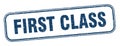 first class stamp. first class square grunge sign. Royalty Free Stock Photo