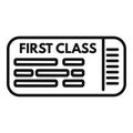 First class travel ticket icon outline vector. Suitcase vacation