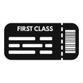 First class travel ticket icon simple vector. Suitcase vacation