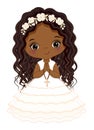 First Communion for African American Girl. Vector 1st Communion for Cute Little Black Girl Royalty Free Stock Photo