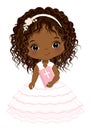 First Communion for African American Girl. Vector 1st Communion for Cute Little Black Girl Royalty Free Stock Photo