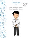 First communion card. Floral card boy with a Bible Royalty Free Stock Photo